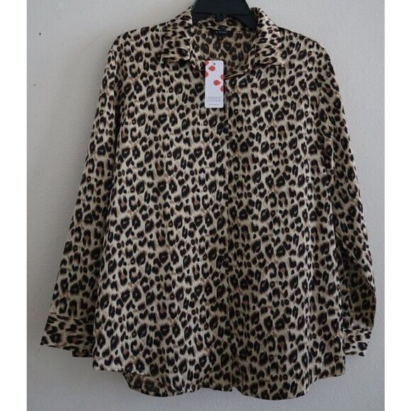FloryDay Women’s Sz Small Leopard Print Long Sleeve Button-Up Collared Shirt - Picture 1 of 5